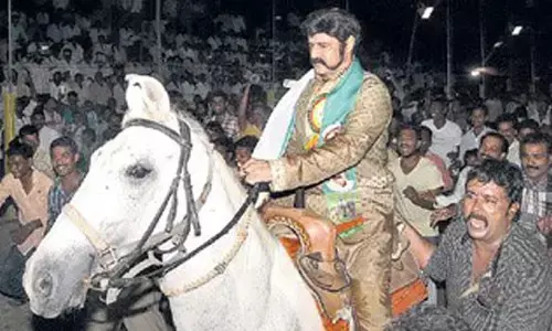 balarkrishna, karamchedu, horse riding,prakasam district