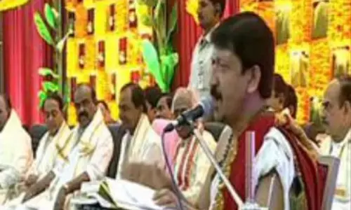 ugadi celebrations, pragati bhavan, kcr, ministers, telangana