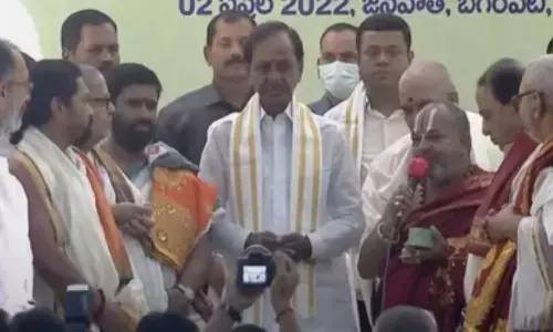 kcr, chief minister, ugadi celebrations, pragthi bhavan, telangana