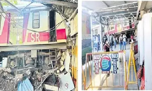 ప్లాట్ ఫామ్ పైకి దూసుకొచ్చిన రైలు.. పరుగులు తీసిన ప్రయాణికులు