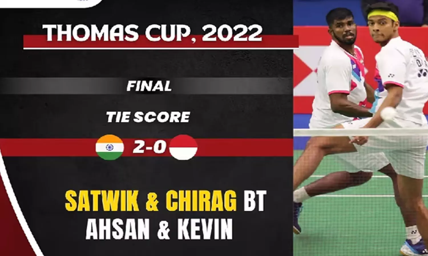 థామస్ కప్ డబుల్స్ టైటిల్ భారత్ దే.. ఫైనల్స్ లో చెలరేగిన సాయిరాజ్-చిరాగ్