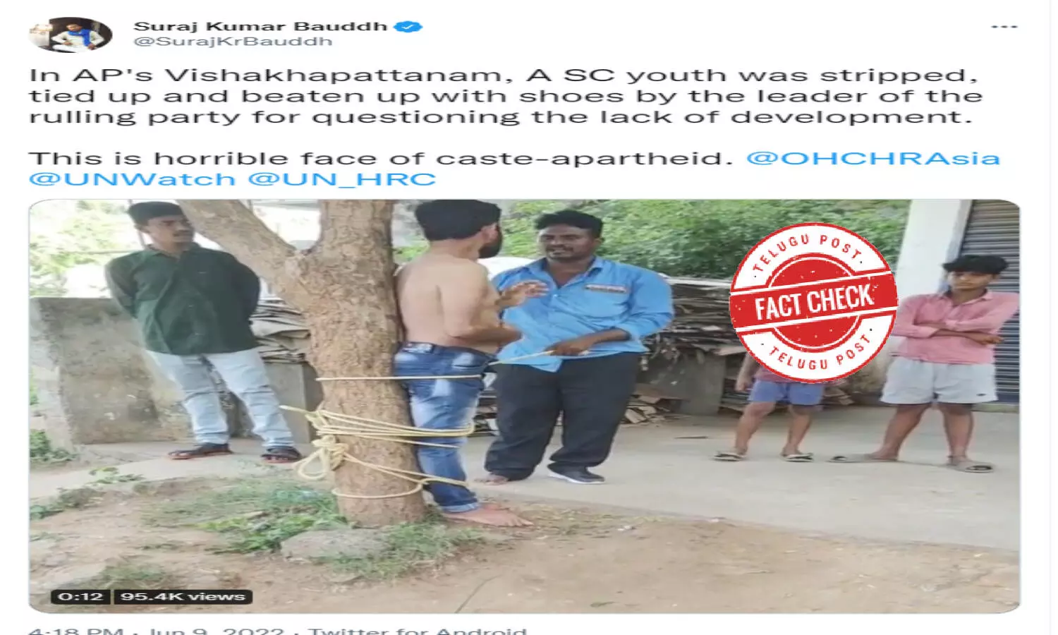 Dalit man beaten in Vizag, but NOT due to caste-aparthied