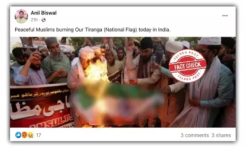 ఫ్యాక్ట్ చెక్: భారత్ కు చెందిన ముస్లింలు త్రివర్ణ పతాకాన్ని తగులబెట్టారా..?