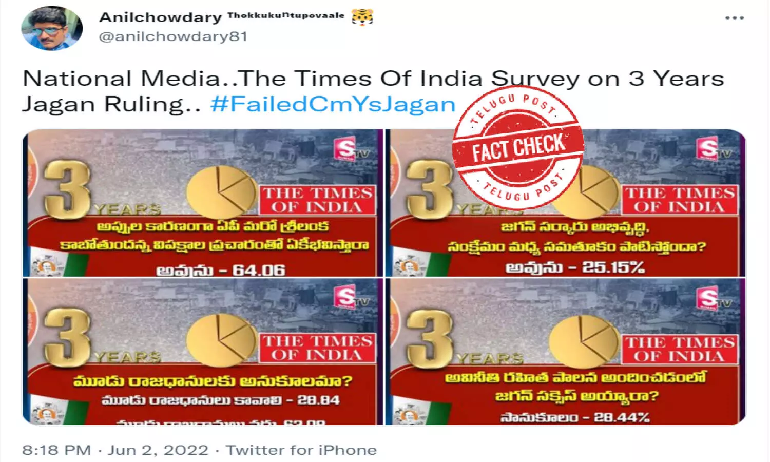 NO, National media Times of India did not conduct survey on AP 3 year rule, Misleading claim viral