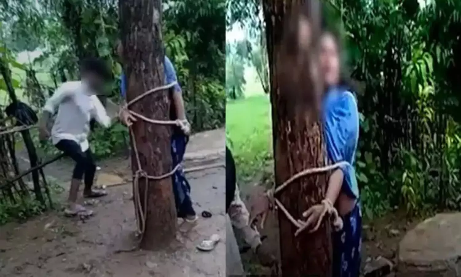 మహిళను చెట్టుకు కట్టేసి.. భర్త చేసిన పని ఏమిటంటే..? మహిళను చెట్టుకు కట్టేసి.. భర్త చేసిన పని ఏమిటంటే..?