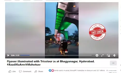 నిజ నిర్ధారణ: జాతీయ రంగులతో ప్రకాశించే ఫ్లై-ఓవర్ హైదరాబాద్ కు చెందినది కాదు, జైపూర్‌లోని ఎలివేటెడ్ రహదారి