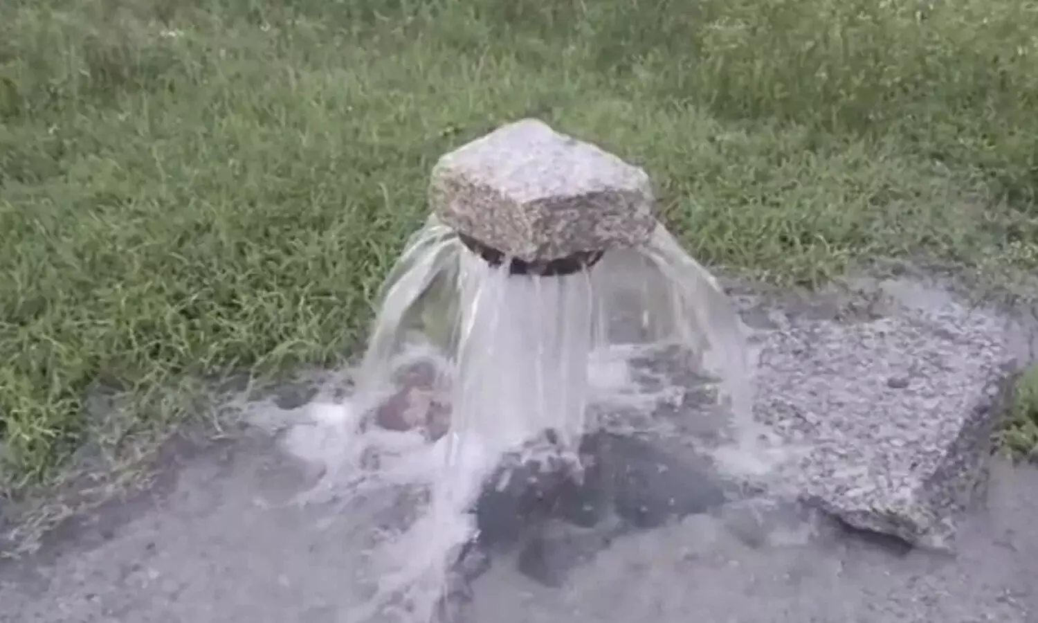water flowing from bore well, sri satyasai district
