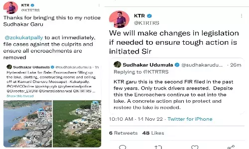 కాముని చెరువు కబ్జాపై.. స్పందించిన మంత్రి కేటీఆర్