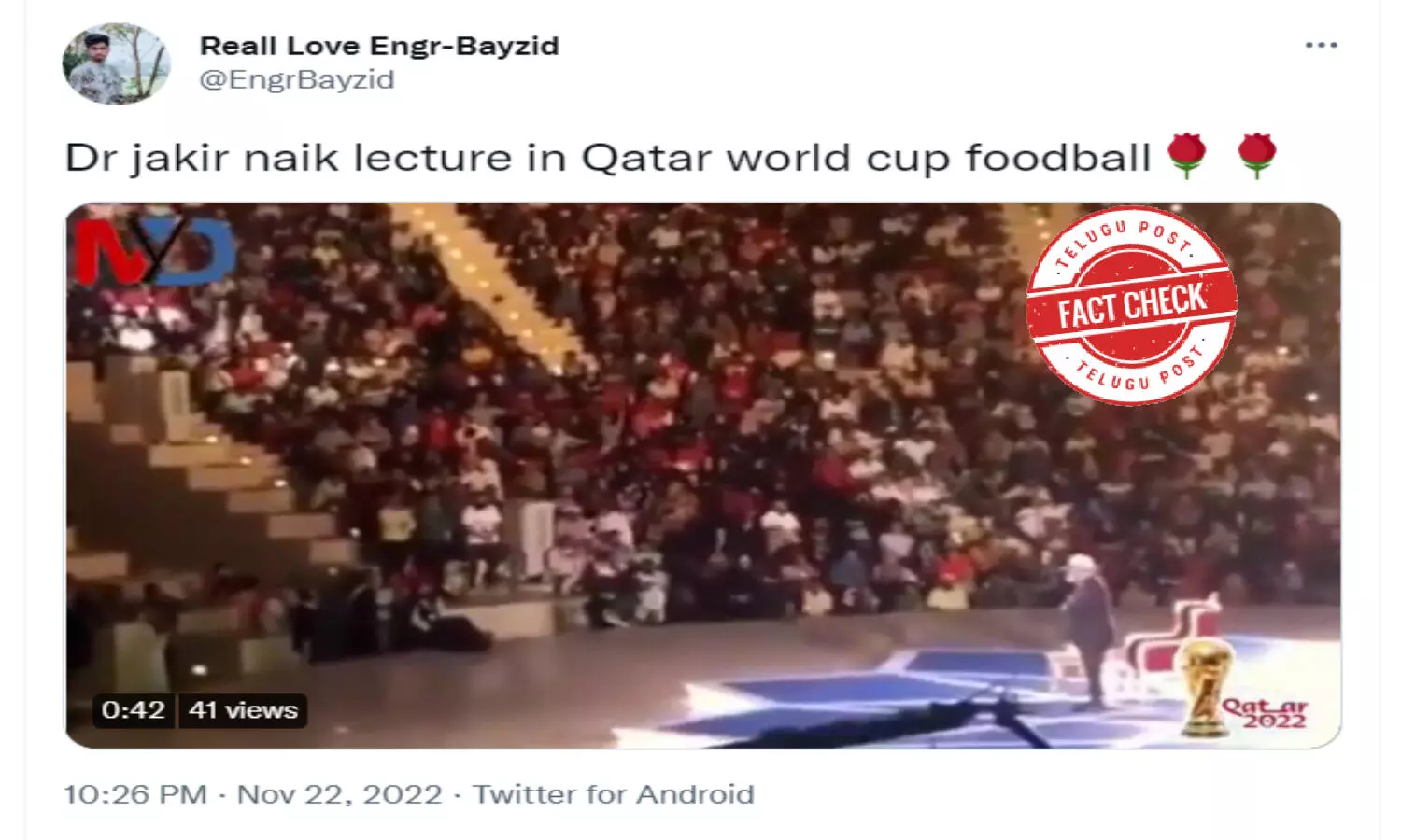Fact Check: Dr Zakir Naik did not deliver speech during FIFA inauguration; his video is from 2016