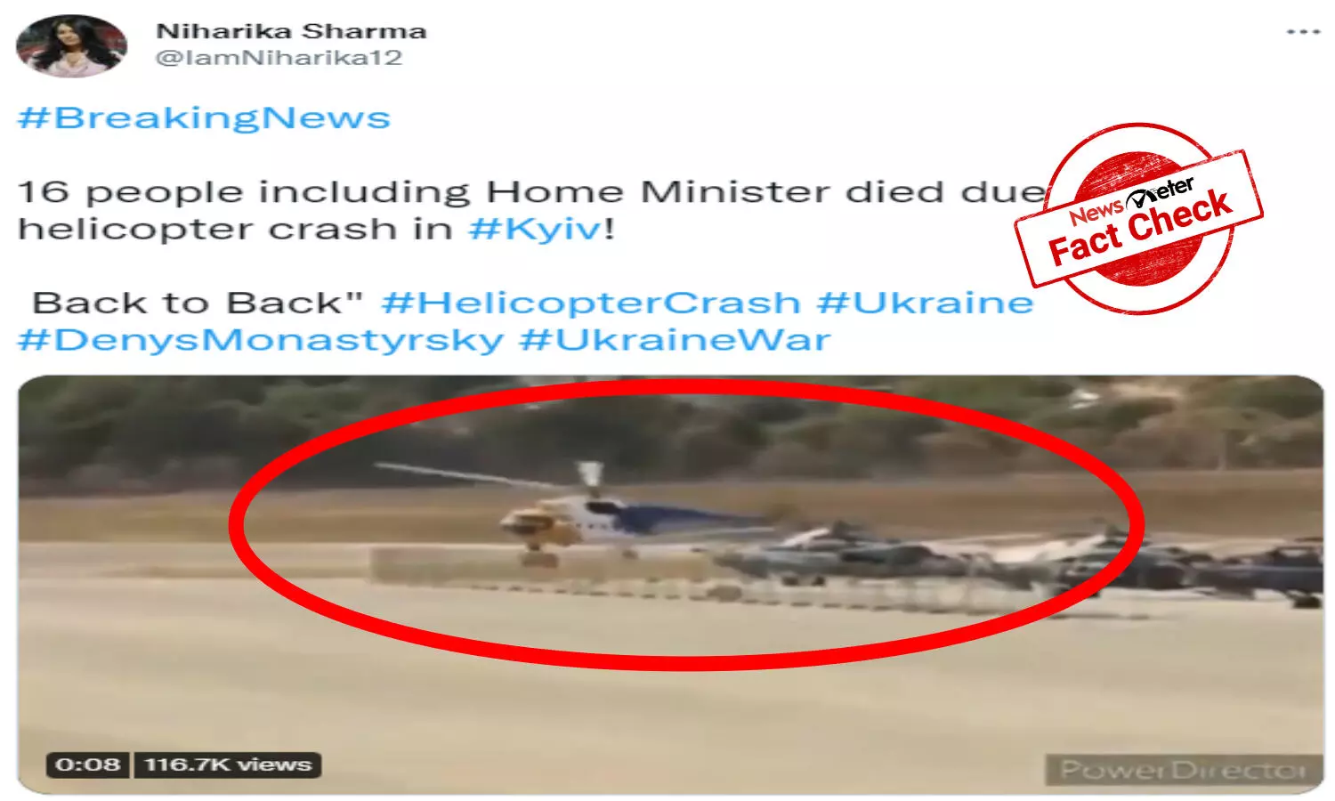 Fact Check: Viral video makes false claim on helicopter crash near Ukraine’s capital Kyiv