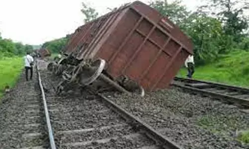 పట్టాలు తప్పిన గూడ్స్ రైలు