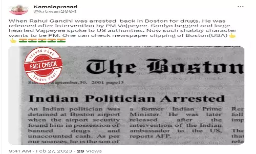 Fact Check: Newspaper clipping claiming Rahul was arrested for wrong reasons at Boston airport is digitally generated