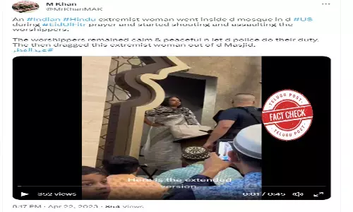 Fact Check:  Viral video showing a woman disrupting Eid prayers in Virginia is not a Hindu