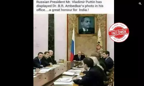 Fact Check: Viral image of Ambedkar’s portrait in Russian President Vladimir Putin’s office is morphed