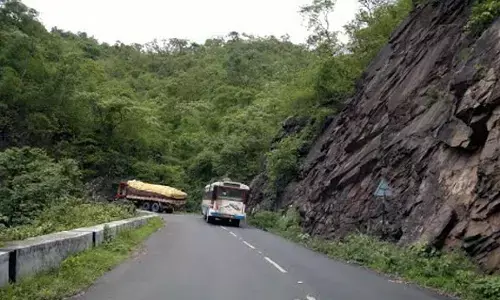 Breaking : నల్లమల ఘాట్ రోడ్డులో బస్సు బోల్తా