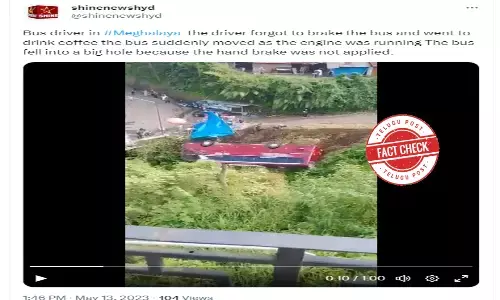 Fact Check: Video of driver-less bus falling into a ditch makes a false claim