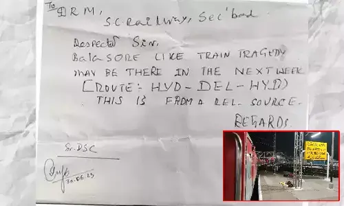 మరో ఘోర రైలు ప్రమాదం జరగనుంది.. ఆగంతకుడి లేఖ కలకలం