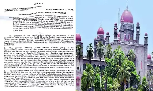 BRSకు కోకాపేటలో 11 ఎకరాలు : హై కోర్టులో పిల్