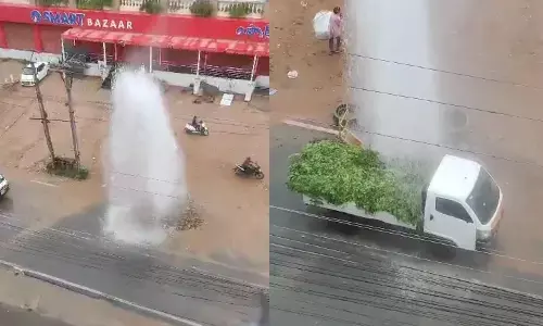 water pipeline blast, gudi malkapur, water fountain