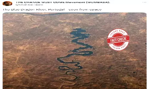 ఫ్యాక్ట్ చెక్: బ్లూ డ్రాగన్ నది (ఒడెలైట్)కి సంబంధించిన వైరల్ చిత్రం ఏరియల్ ఇమేజ్.. అంతేకానీ అంతరిక్షం నుండి చిత్రీకరించలేదు