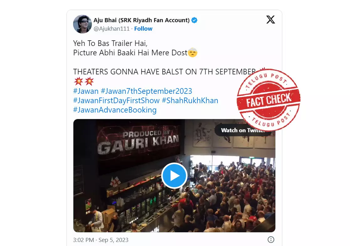 Fact Check: Video celebrating release of Shah Rukh Khan-starrer Jawan trailer by his fans is fake
