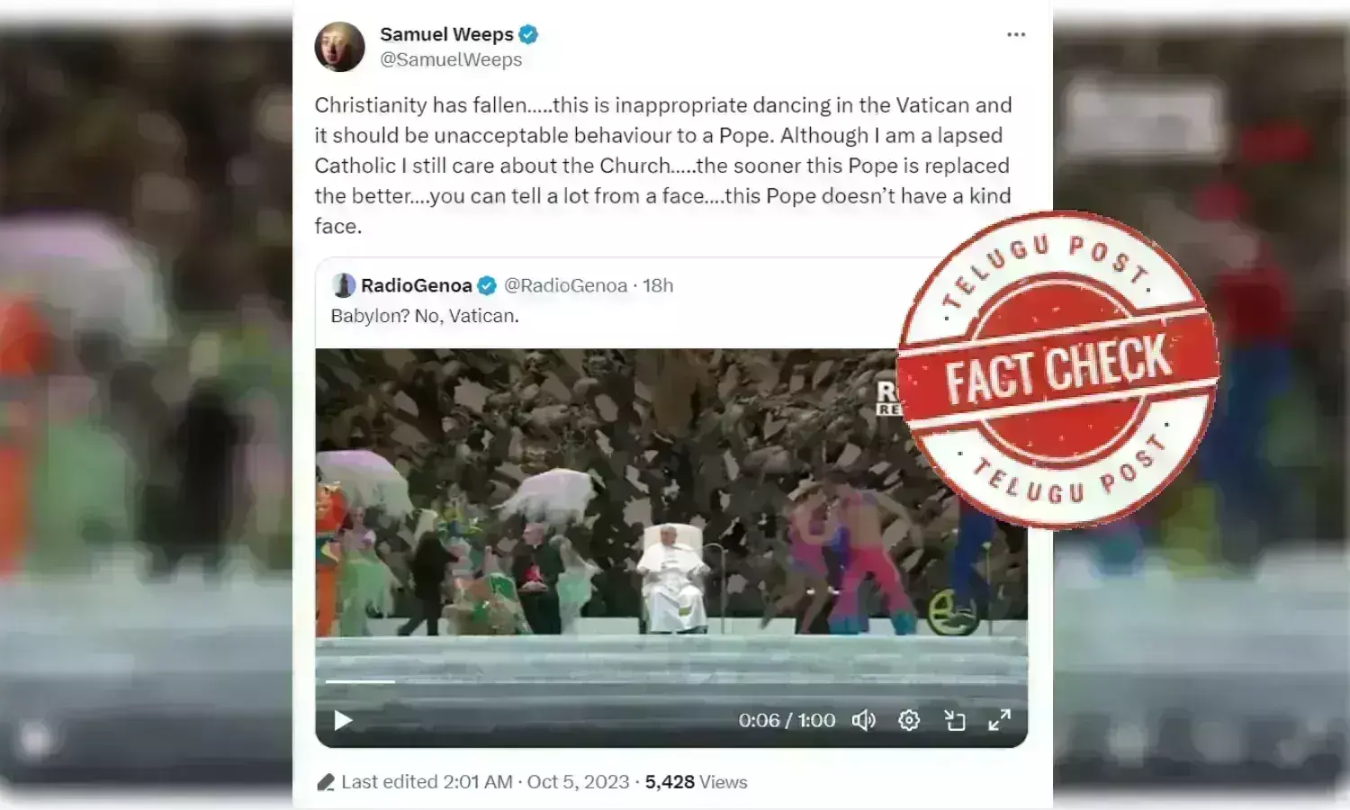 Vatican City, pop francis, live circus, circus, viral video, fact check, urdu fact check, telugupost,