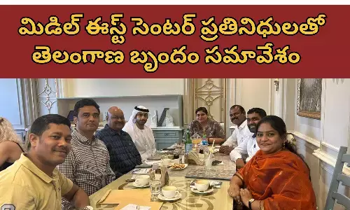 దుబాయి మిడిల్ ఈస్ట్ సెంటర్ ప్రతినిధులతో తెలంగాణ బృందం సమావేశం  