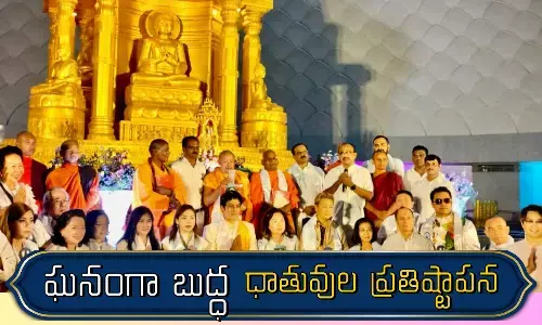 installation of Buddha statues, Buddha vannam, Nagarjuna sagar,