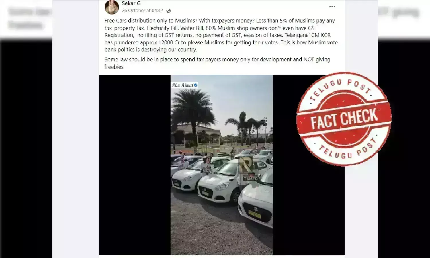 Free cars to Minorities, Telangana state Minorities Finance Corporation, Driver cum Owner Scheme, TSMFC