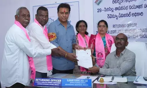 ktr, brs, working president, nomination,  siricilla constituency, telangana elections