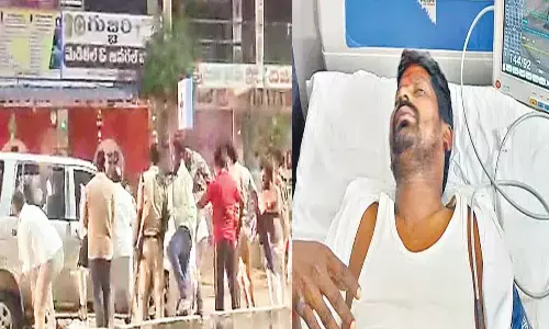 guvvala balaraju, seriously injured, brs, congress, clash