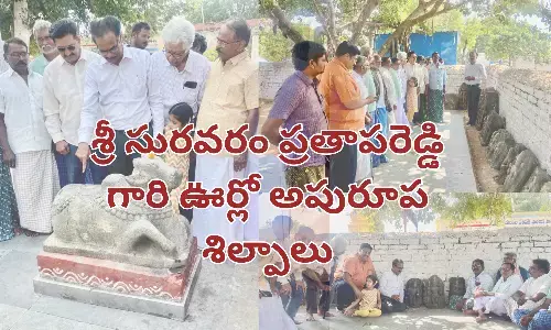 old sculptures,  Chandur, Archeological researcher, Emani Shivanagi Reddy