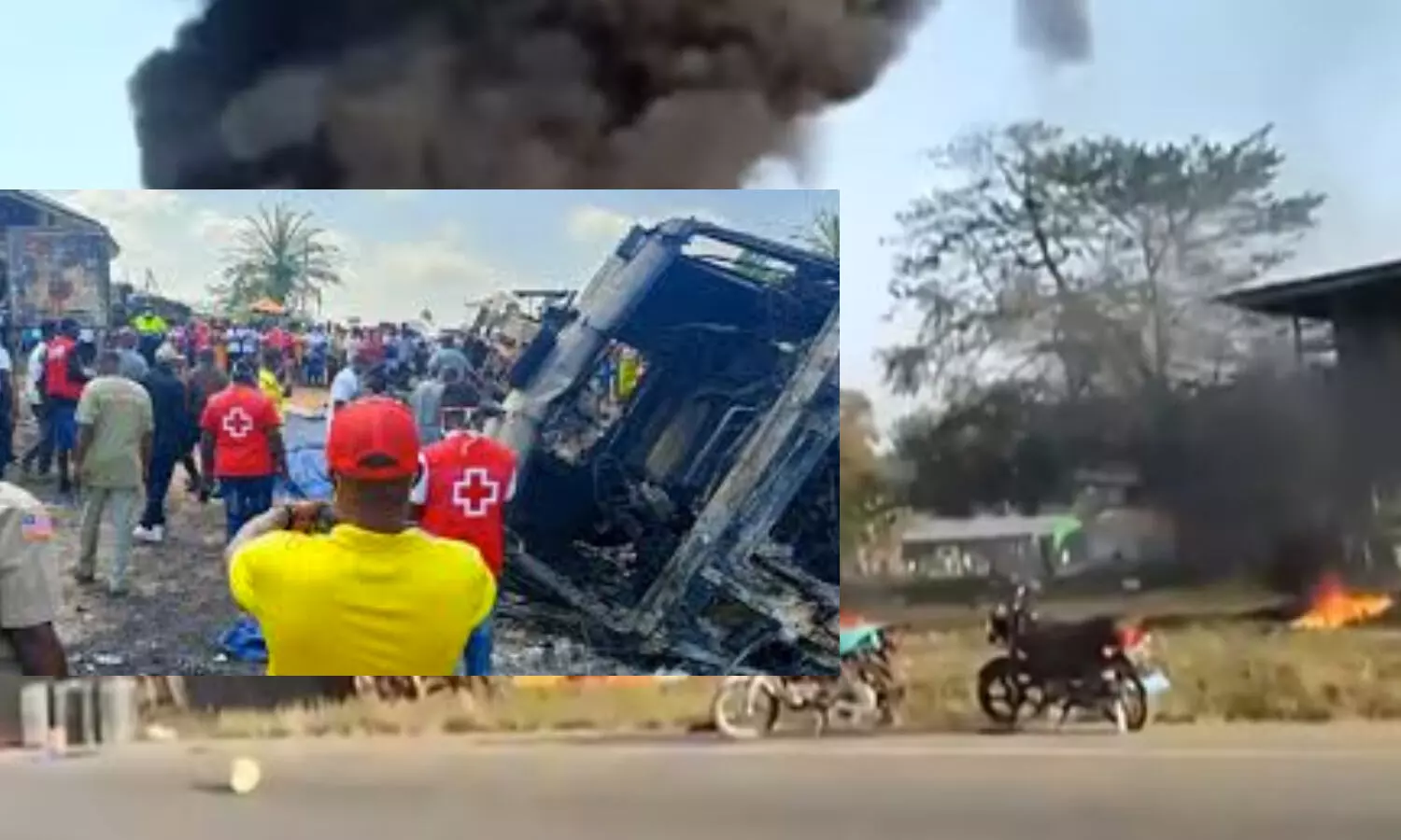 Liberia petrol tank explodes, Petrol tanker exploded in liberia, 40 people in liberia, free petrol, people hit the tanker. Petrol tank accident