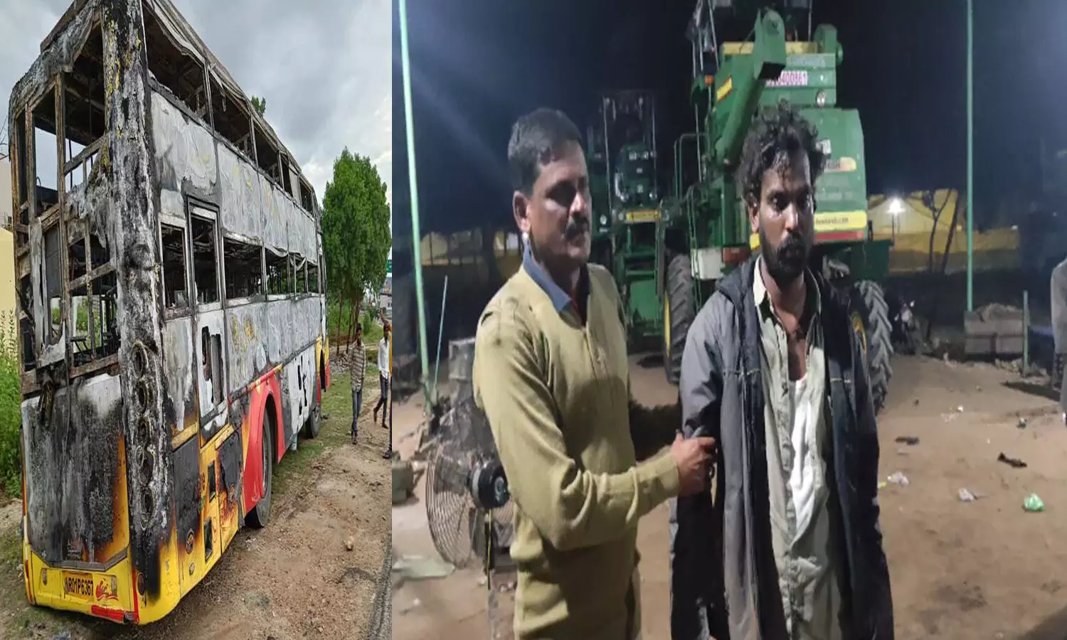 మంటల్లో ప్రయివేటు ట్రావెల్స్ బస్సు.. మహిళ సజీవ దహనం