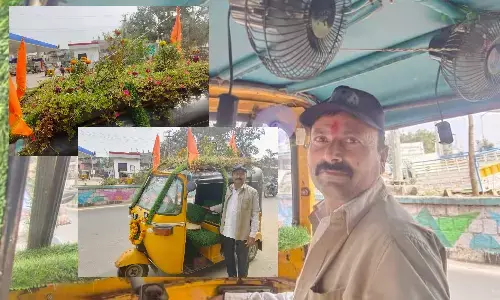 రోడ్డుపై కదిలే గార్డెన్.. ఆటో అంజి గొప్పదనం