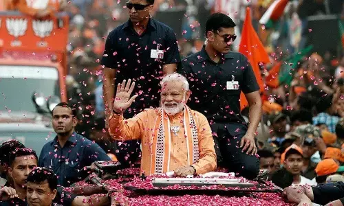 narendra modi, prime minister, road show,  hyderabad