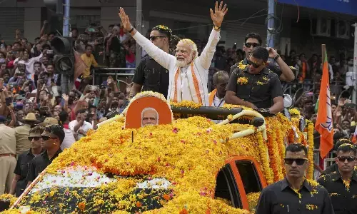 narendra modi, prime minister,  road show, election campaign
