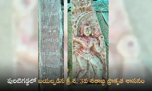 పురిటిగడ్డలో బయల్పడిన క్రీ.శ. 3వ శతాబ్ది ప్రాకృత శాసనం
