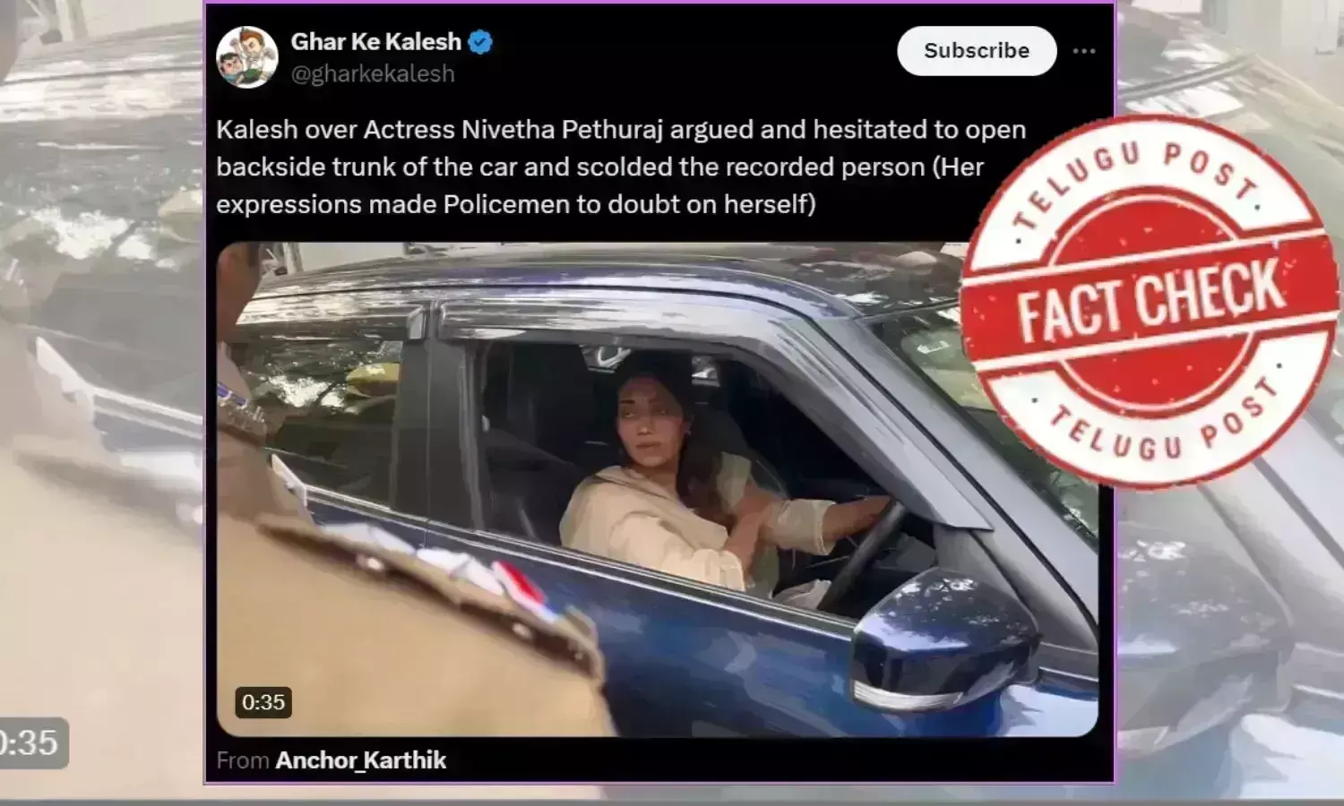 Nivetha Pethuraj, Promotional Ad, Paruvu web series, Hyderabad police