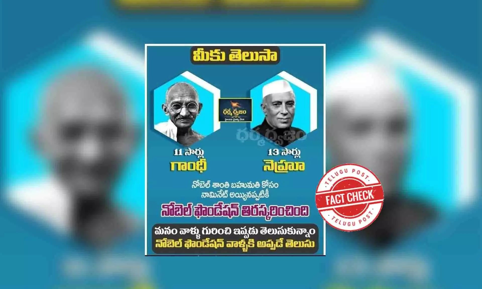 Mohandas Karamchand Gandhi, Jawaharlal Nehru, Nobel prize, nominations