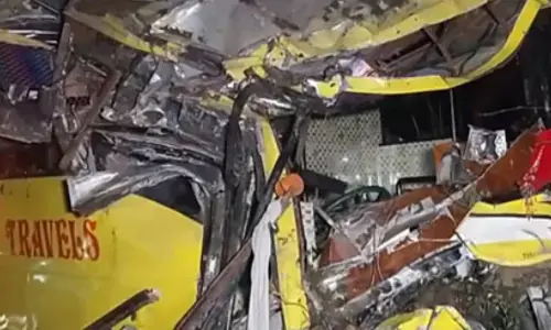 Road Accident : ఘోర రోడ్డు ప్రమాదం.. బస్సు బోల్తా పడి.. ఏడుగురు మృతి