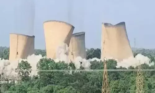 demolished, eight cooling towers, old KTPS plant, bhadradi kothagudem district