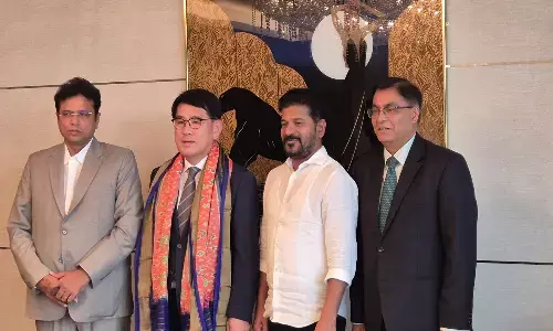 revanth reddy foreign tour, telangana cm visits south korea, hyderabad