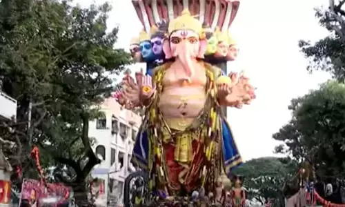 ganesh, khairatabad, shobhayatra, hyderabad, khairatabad ganesh shobhayatra organizers started this trip at six oclock in the morning, khairatabad ganesh location, khairatabad ganesh photos 2024