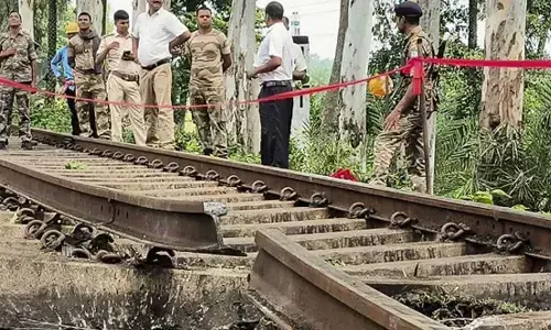 railway track, blast, uttar pradesh, unidentified persons recently blew up a railway track in jharkhand, The railway track in jharkhand