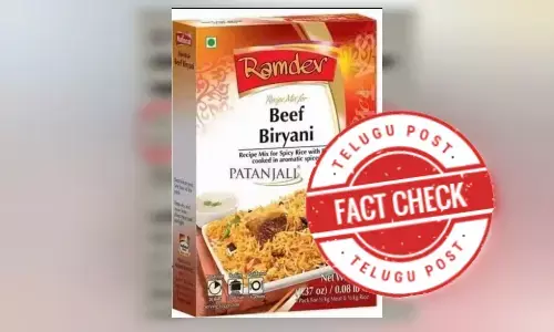 Fact Check: ଏଡିଟ୍ କରାଯାଇଥିବା ଫଟୋ ହେଉଛି ଭାଇରାଲ,ପତଞ୍ଜଳି ବିକ୍ରି କରୁଛି ବିଫ୍ ବିରିୟାନି