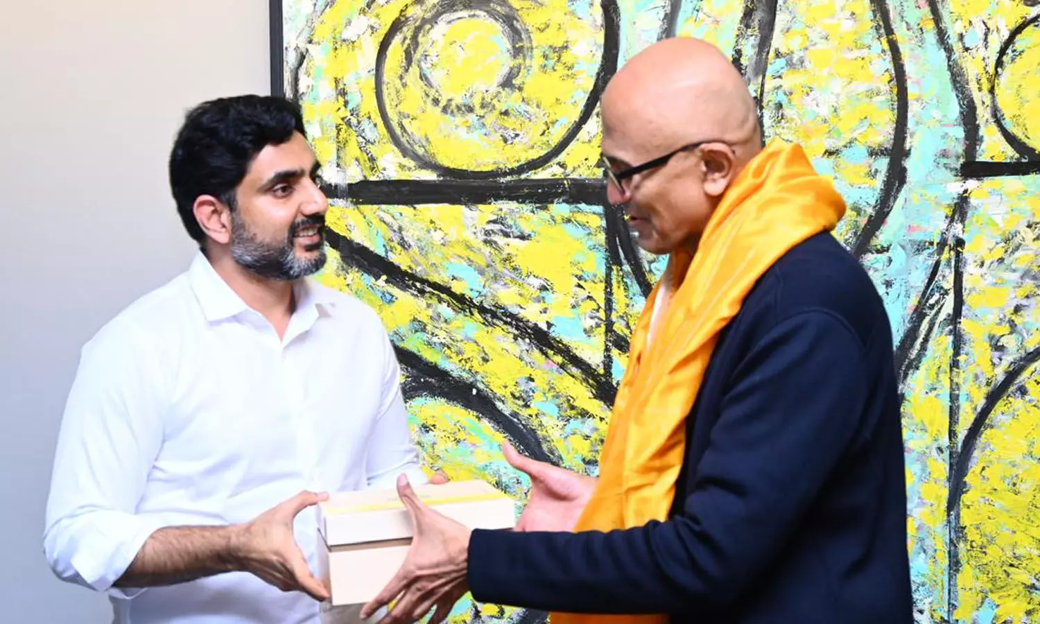 nara lokesh, america, meet, satyanadella