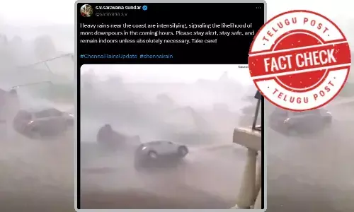 Due to cyclone in chennai car overturns as intense winds and heavy rain