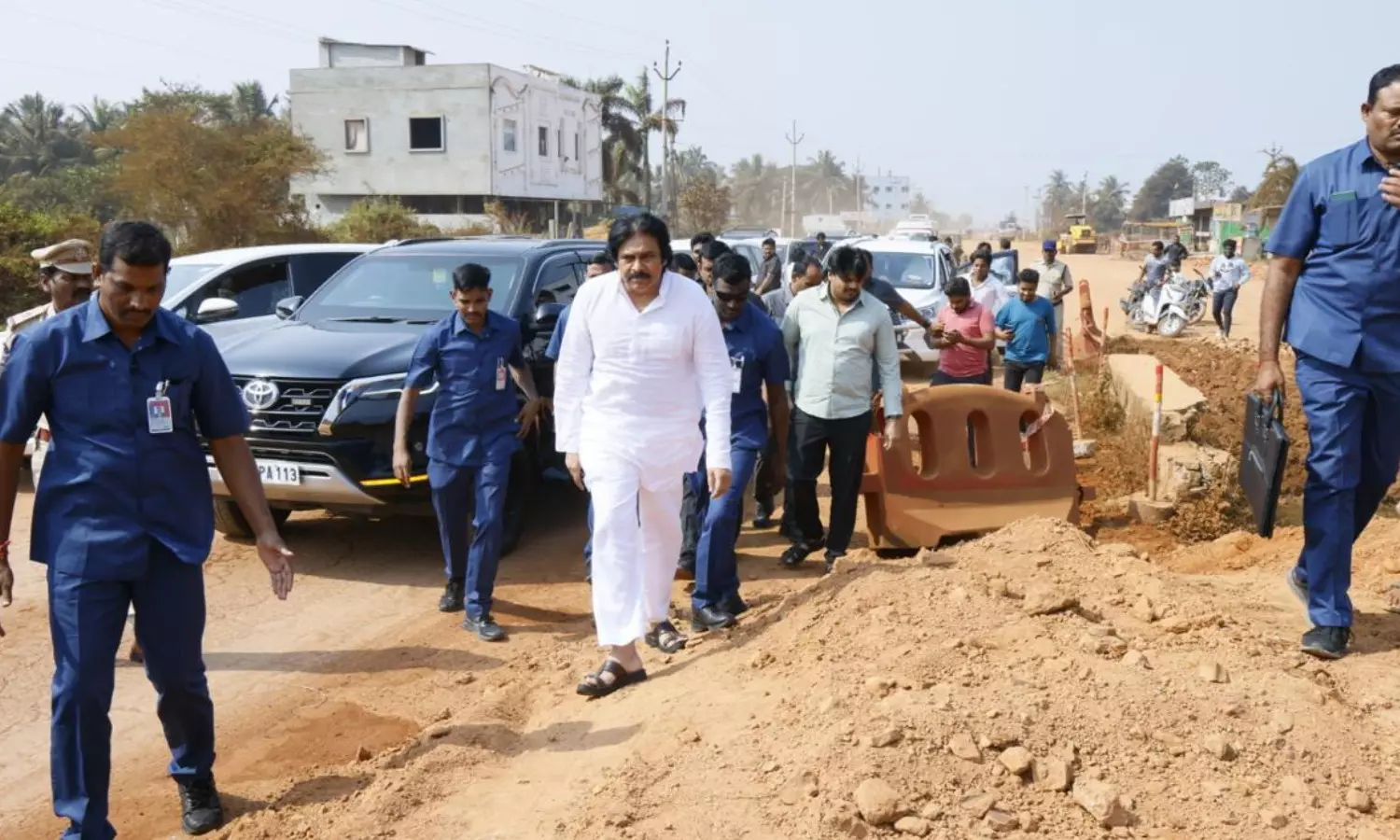 pawan kalyan, deputy chief minister, inspected, adb road