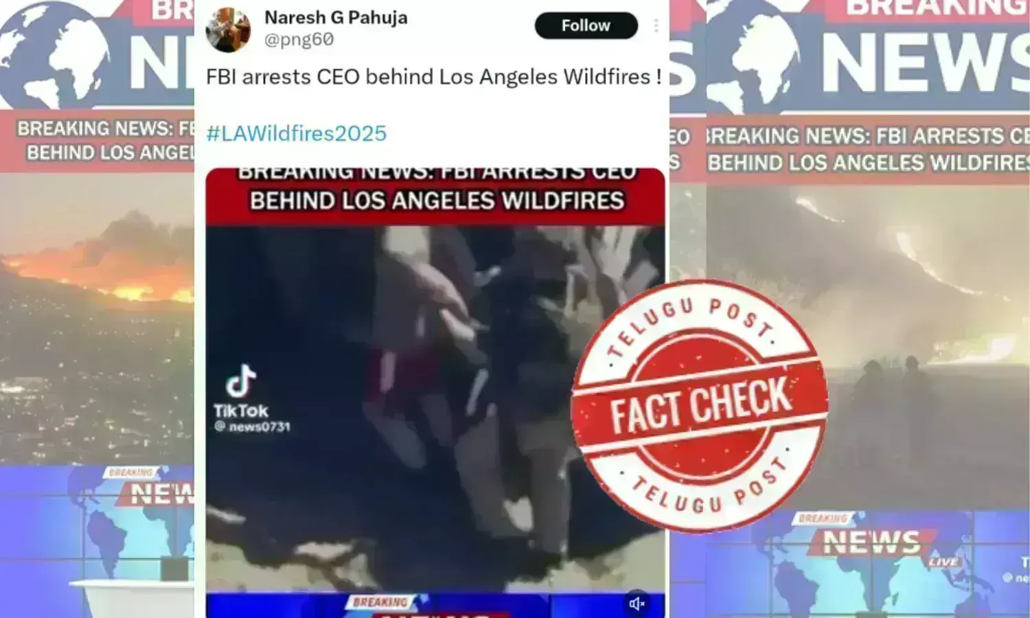 Fact Check: Viral ‘news report’ does not show FBI arresting CEO for causing Los Angeles wildfires